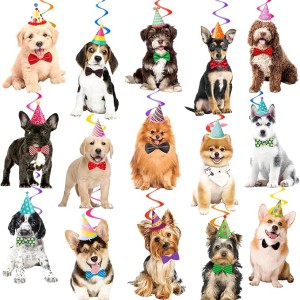 Dog-Themed Hanging Swirls Party Decorations (20 Pcs)